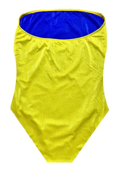 Bañador bandeau amarillo lurex