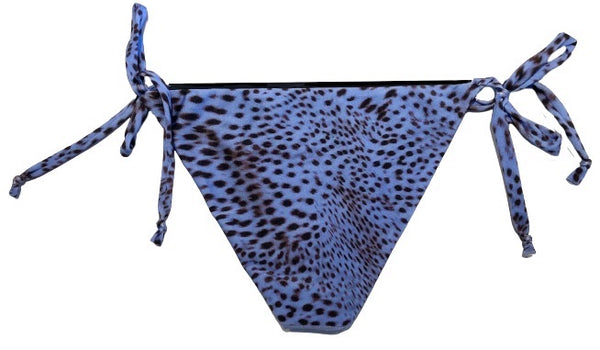 Bikini cortina estampado animal print lila. Braguita triangular lila por delante y estampado por detrás.